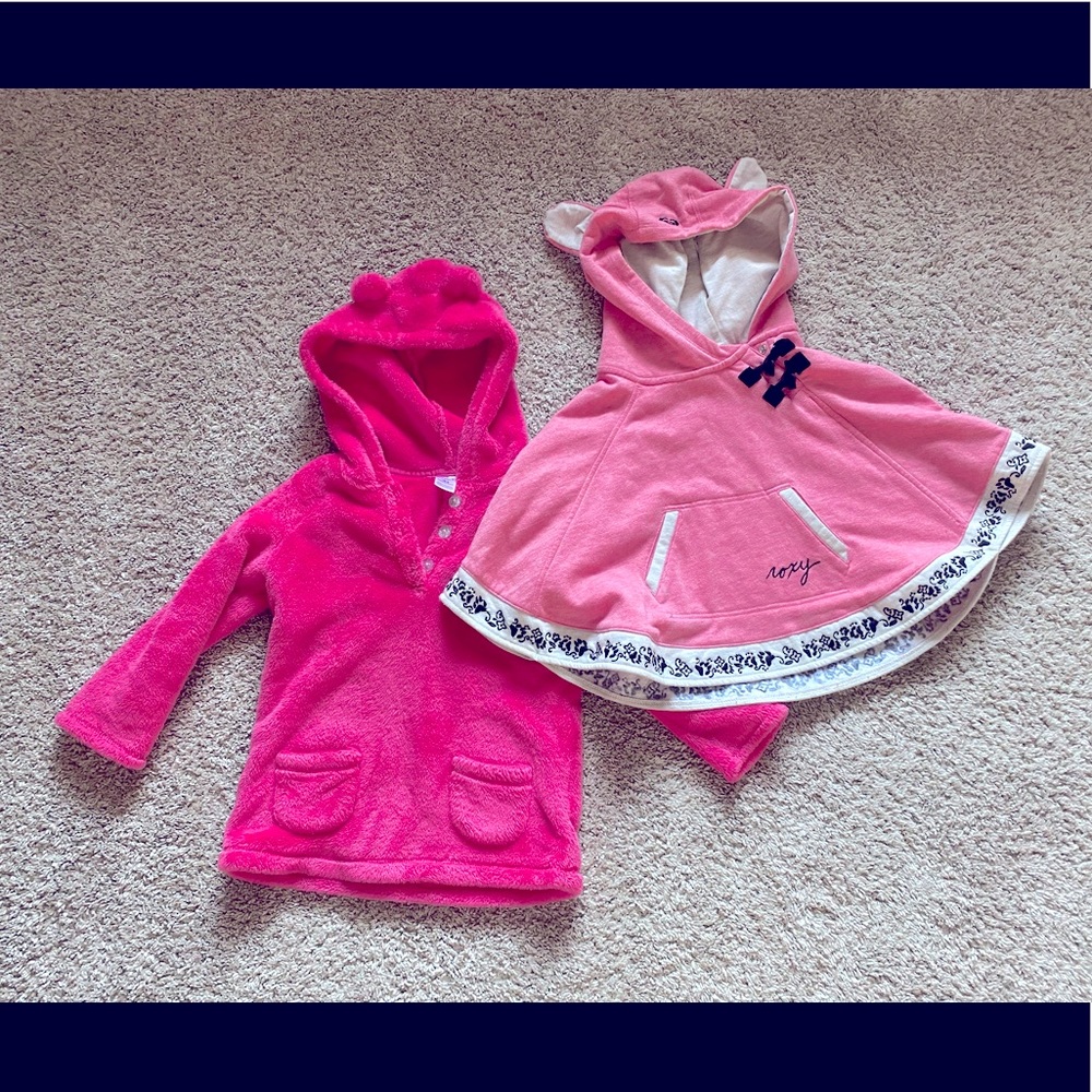 Pink Roxy Bear Shawl/Pink Bear Hoodie 4T